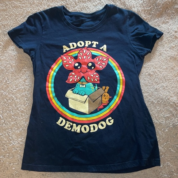 Black Adopt A Demodog T-Shirt. Size Small - Picture 3 of 3